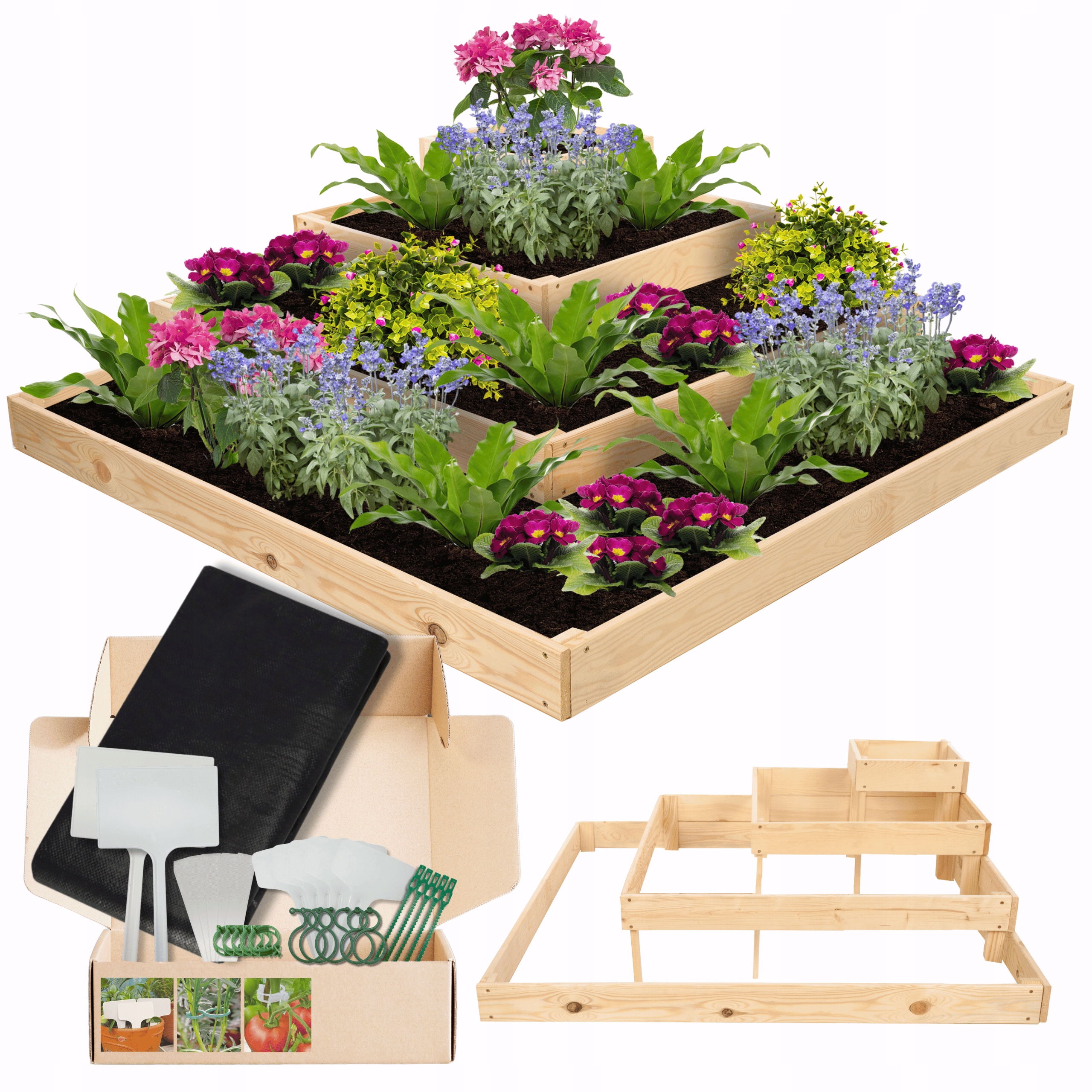 Zeleninový Záhon rohová truhla bylinkový záhon kaskádová zahradní impregnace 36x120x120