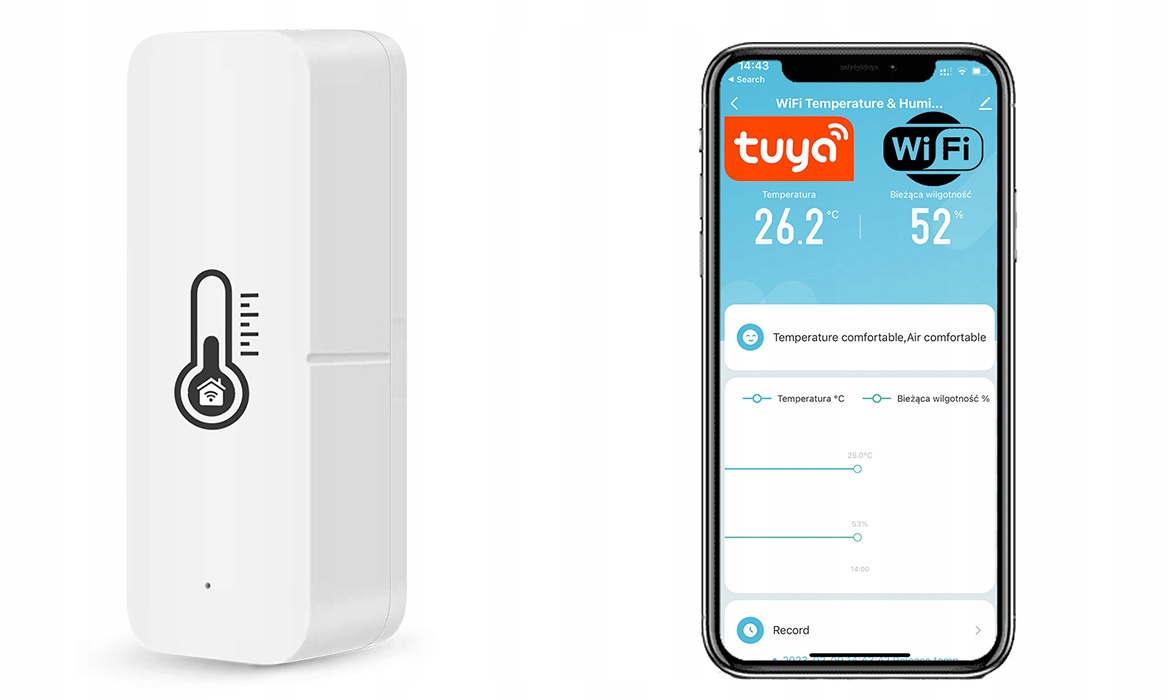 TERMOMETR CZUJNIK TEMPERATURY I WILGOTNOŚCI WIFI TUYA HIGRO SMART LIFE EAN (GTIN) 5905954837687