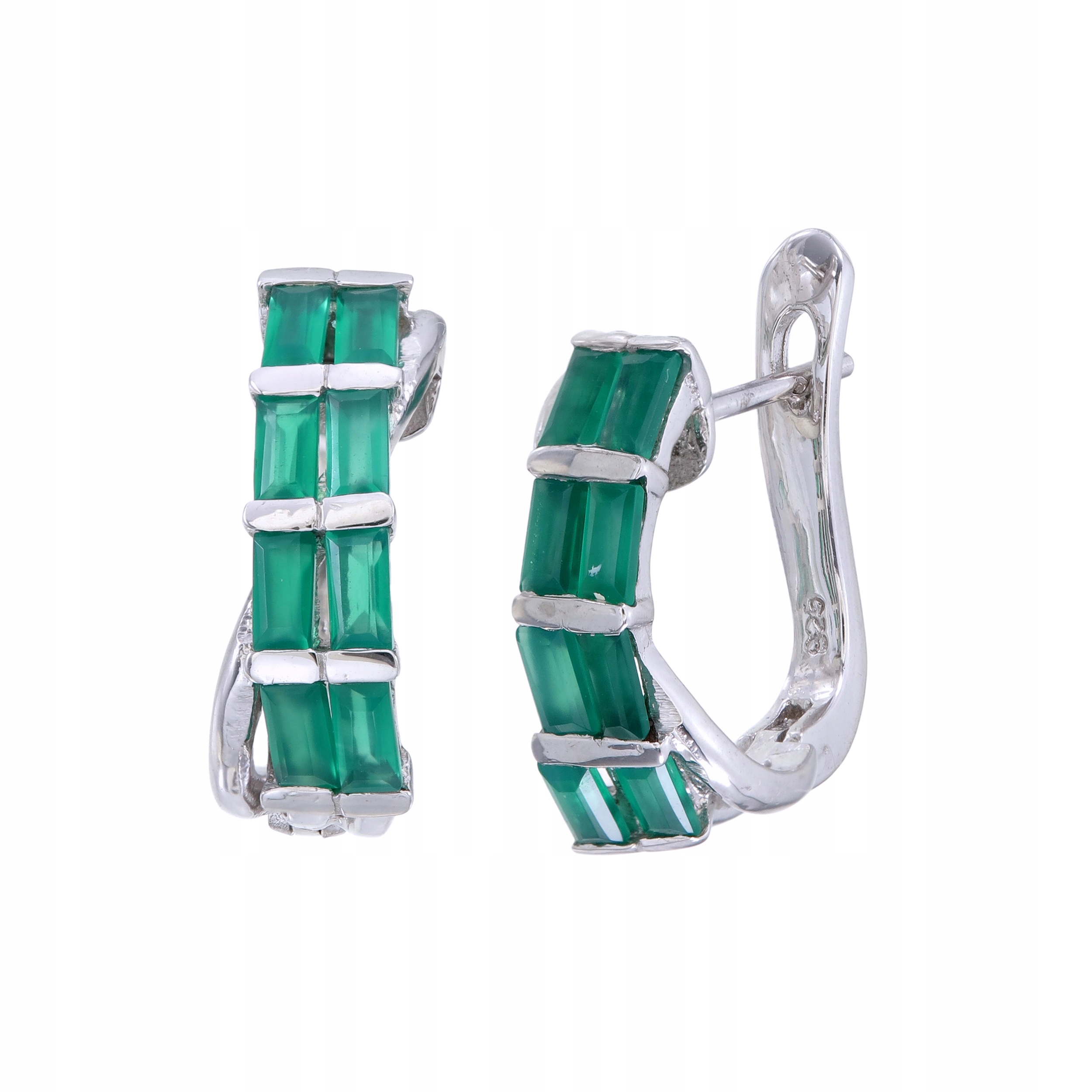 Stříbrné náušnice Ag 925 Zelený achát 3039-E-AG-WP