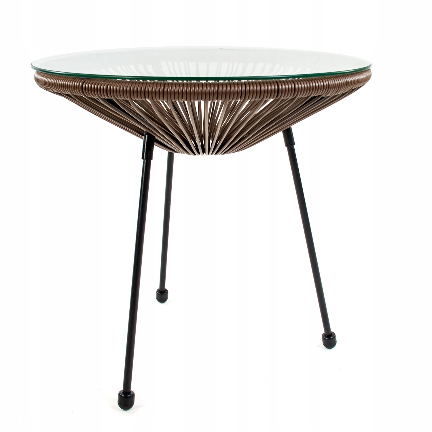 SZKLANY STOLIK OGRODOWY KAWOWY OKRĄGŁY STÓŁ NA BALKON MEBLE TECHNORATTAN Kształt blatu okrągły