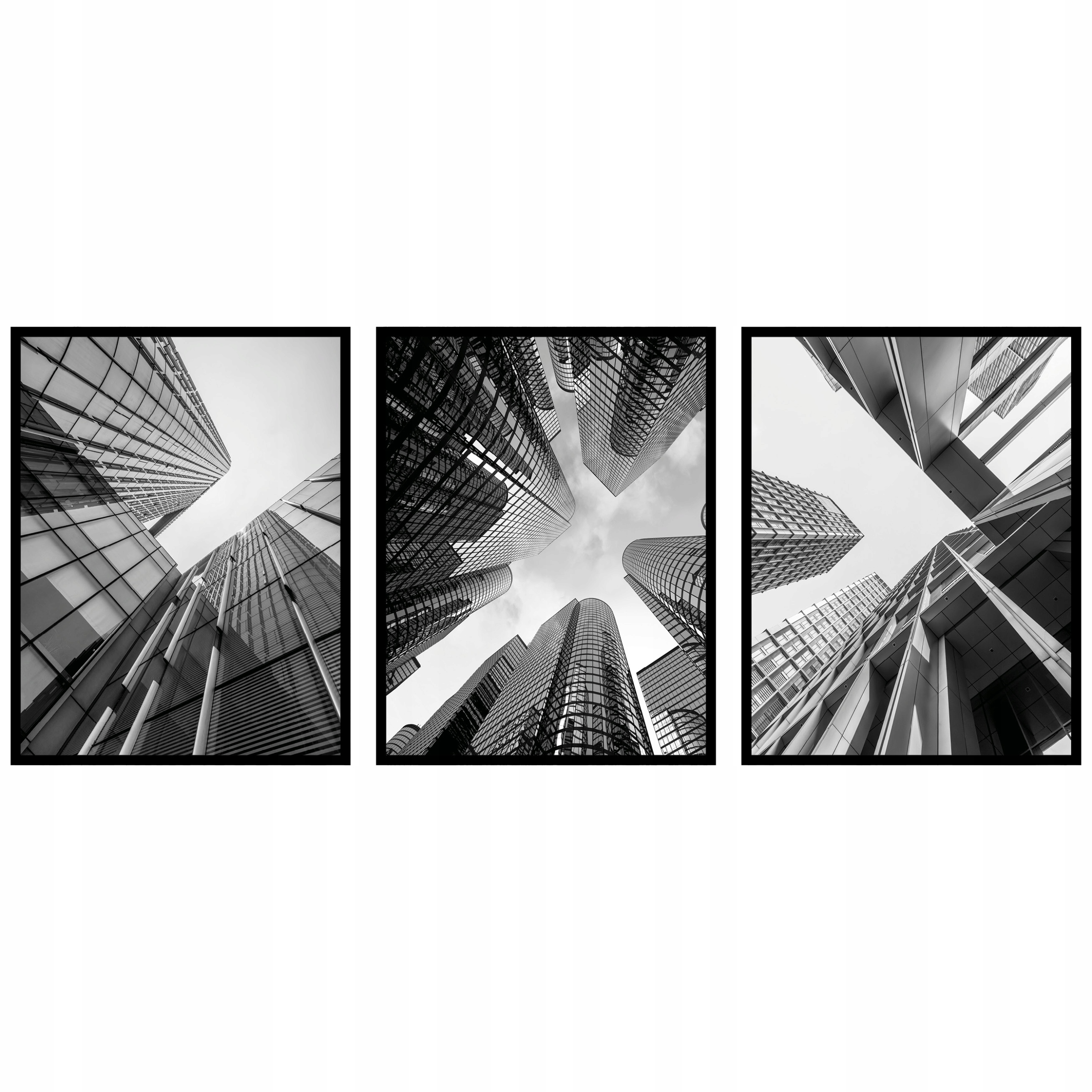 Plagáty Architektúra budovy mesto 3ks čiernobiely triptych 60x90 cm