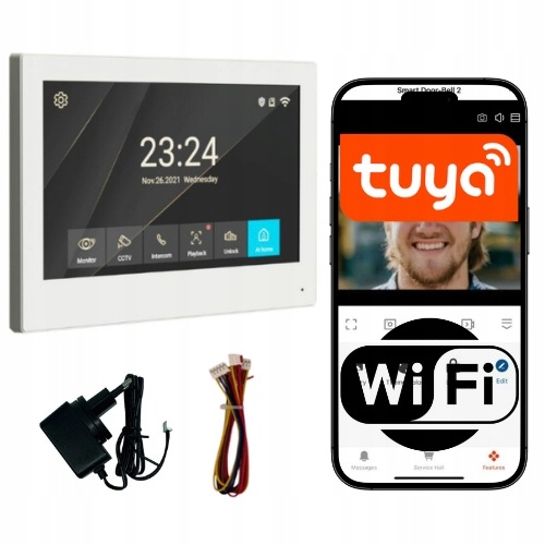 Dodatočný monitor 7″ WiFi Tuya pre videovrátnik 2-vodičové pripojenie