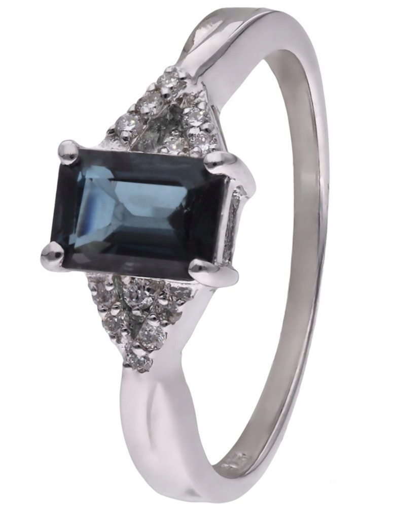 Prstýnek Ag925 topaz london blue s diamantem CVD-2061-R-TLB vel.15