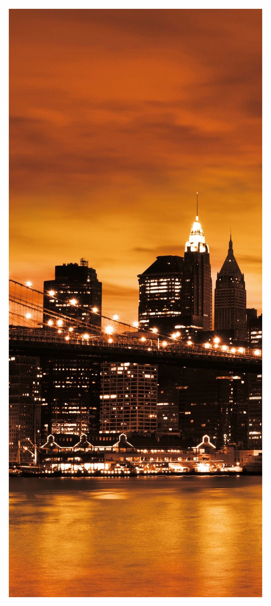 Fototapeta Brooklynský most New York v noci, městská krajina 91x211 lepidlo
