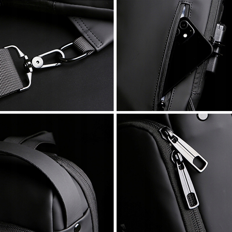 SASZETKA MĘSKA TORBA NERKA PLECAK WODOODPORNY USB Wzór dominujący bez wzoru