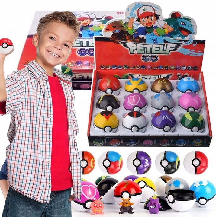 POKEMON 12 SZT POKEBALL + 12 SZT FIGUREK ZABAWKA