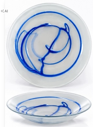 Patera Krosno 3 Patery Skleněné 34,5 CM Modré Sklo Umělecký Set