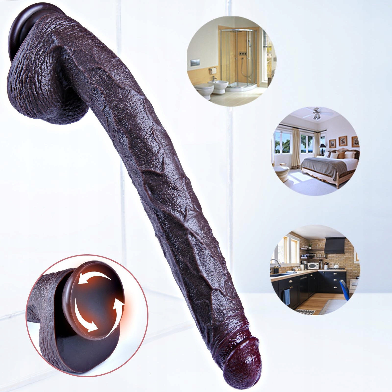 XXLTOYS Dildo 42cm Czarny Realistyczny Silikonowy Z Mocną Przyssawką — miniatura 4