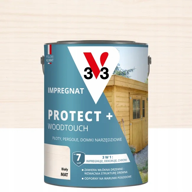 V33 Impregnat Protect+ Woodtouch 7LAT 3w1 Biały 4,5L