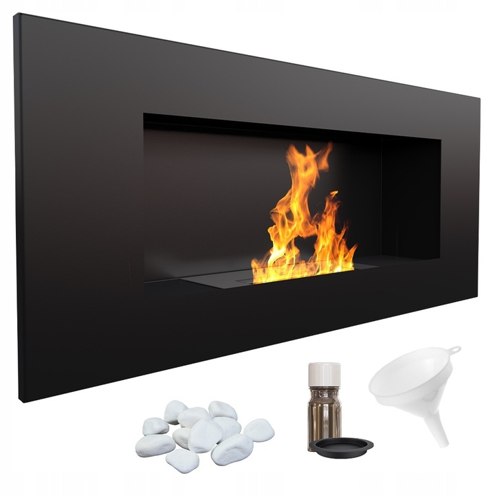 Biokominek Závesný Delta 2 Kratki 900x400 Aroma Čierny Skutočný Oheň