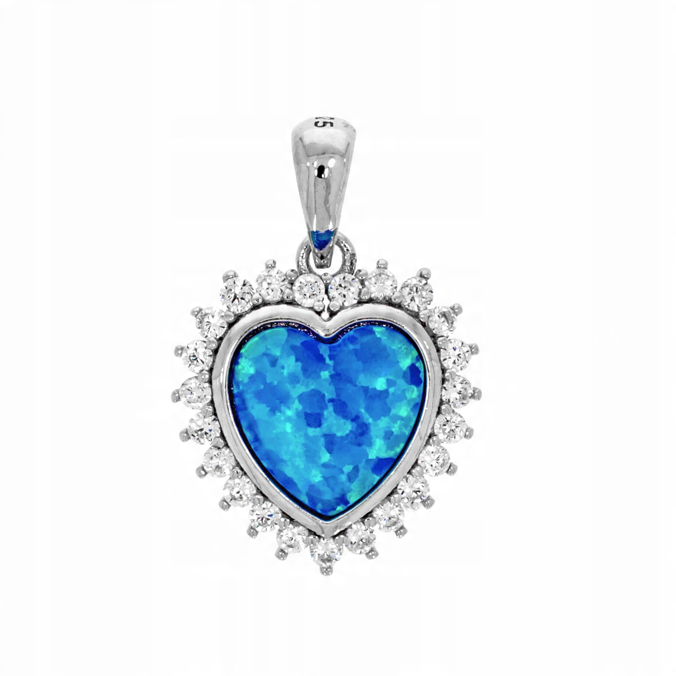 

Srebrna Damska Zawieszka Serce Opal Blue Cyrkonia