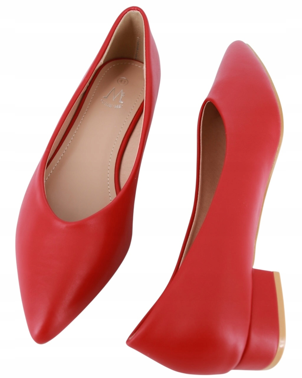 Lodičky Na Podpatku 2,5 CM Červené Pohodlné Dámské Polobotky Špičaté 43