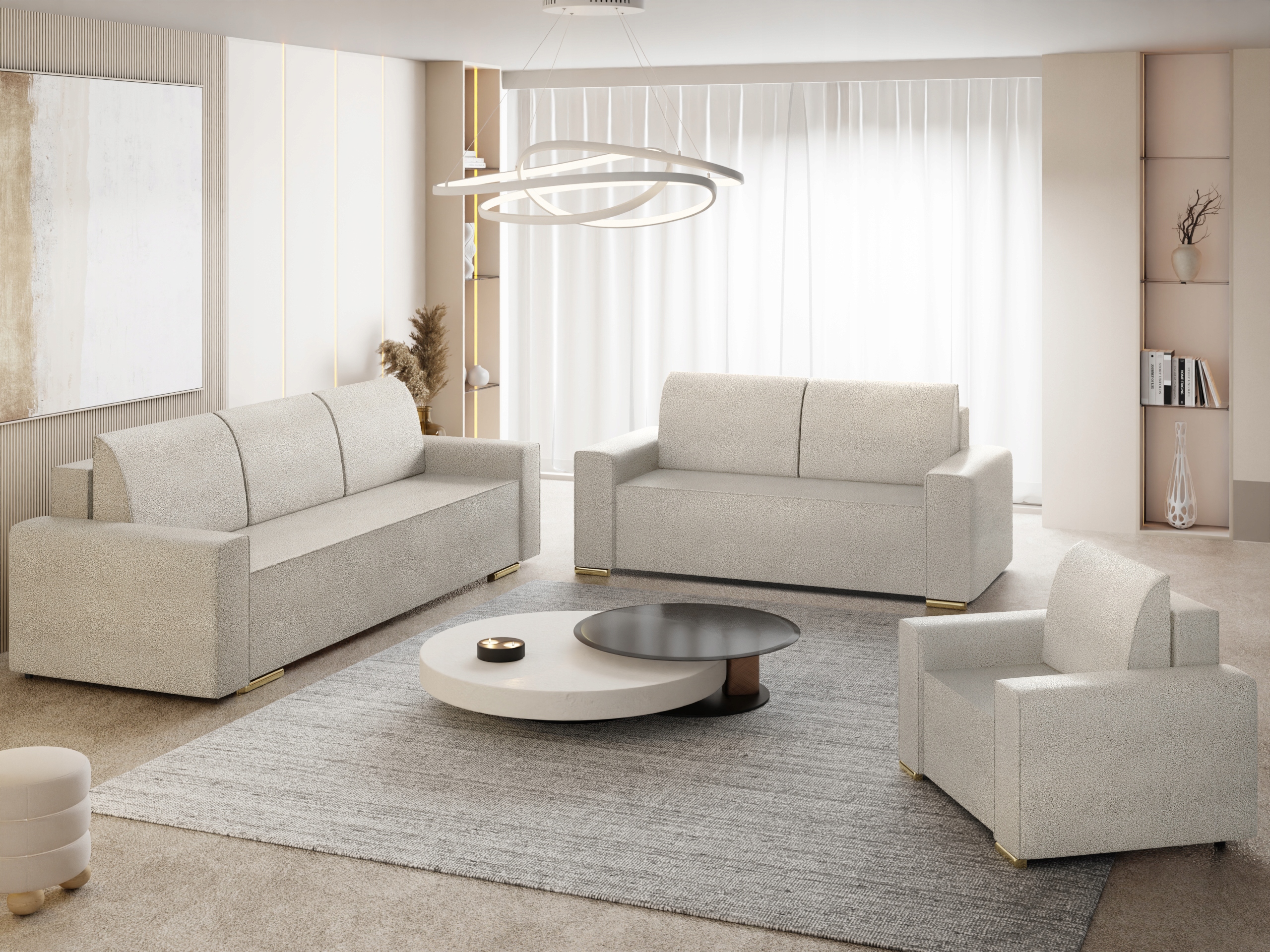 Set sedací souprava pohovka křeslo 3 2 +1 Lima Gold rozkládací