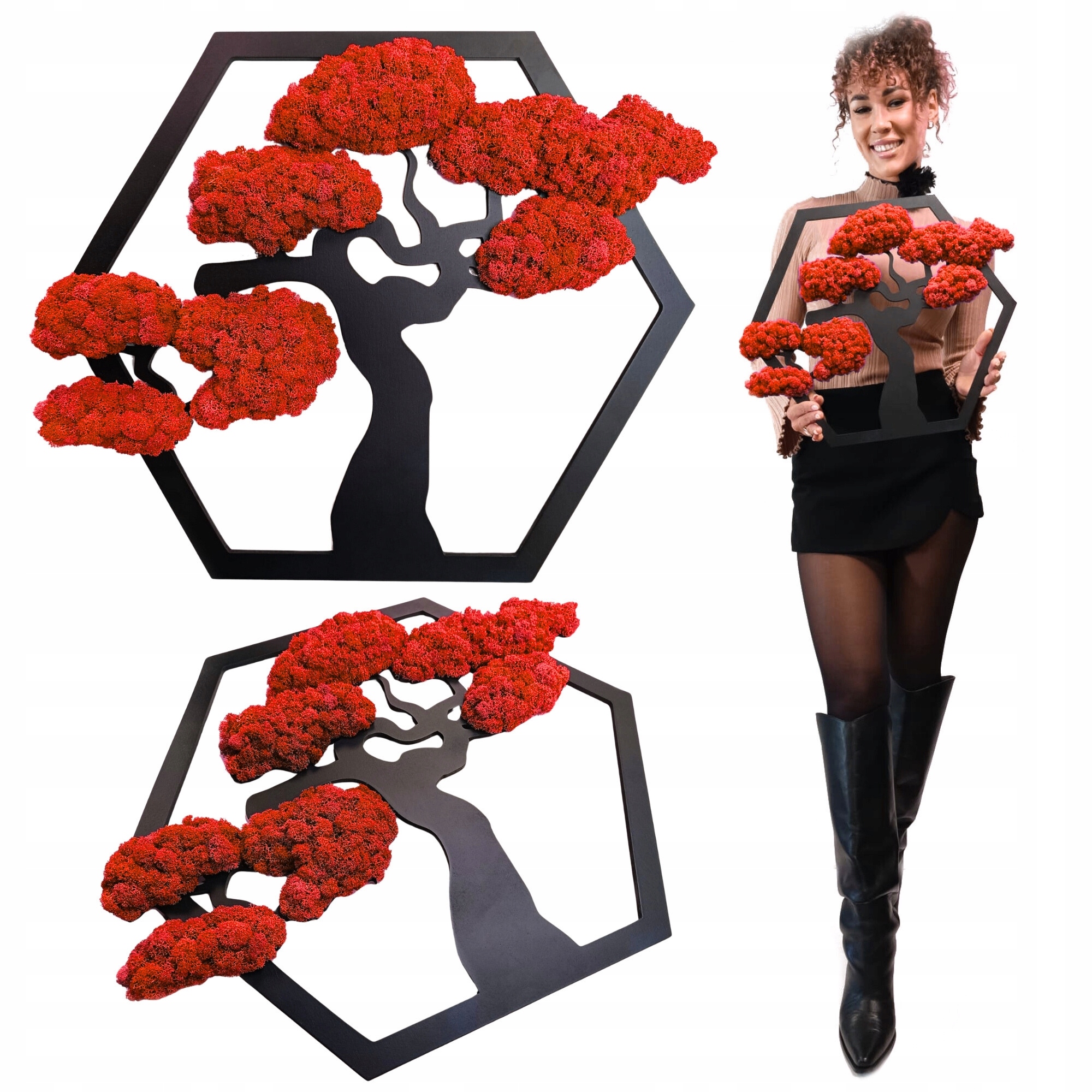 Strom štěstí z mechu živý Obraz Z Mechu Mech Chrobotek bonsai 50x41 cm