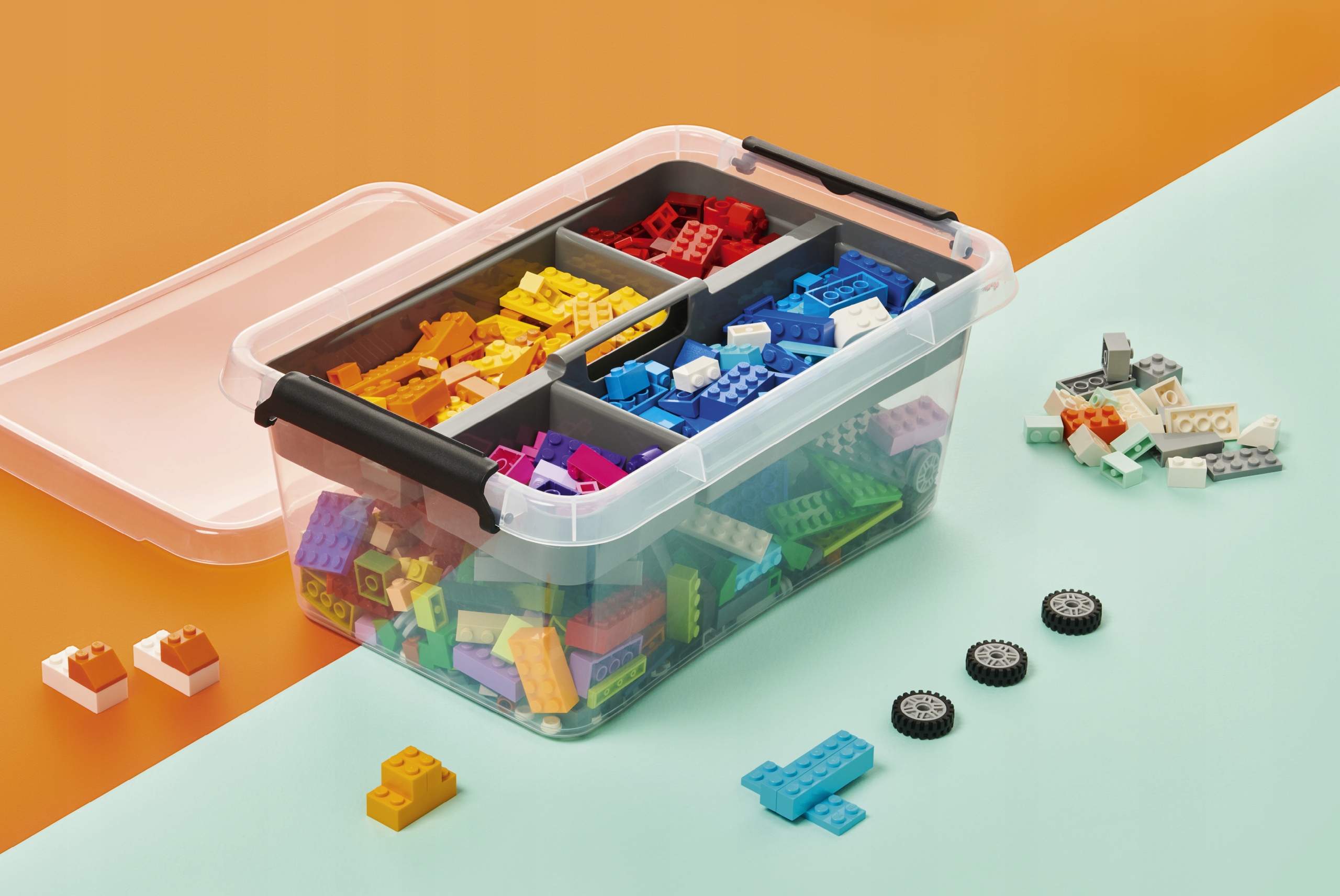 Pudełko 8,5 l z pokrywą na klocki lego pojemnik plastikowy insert + wkład