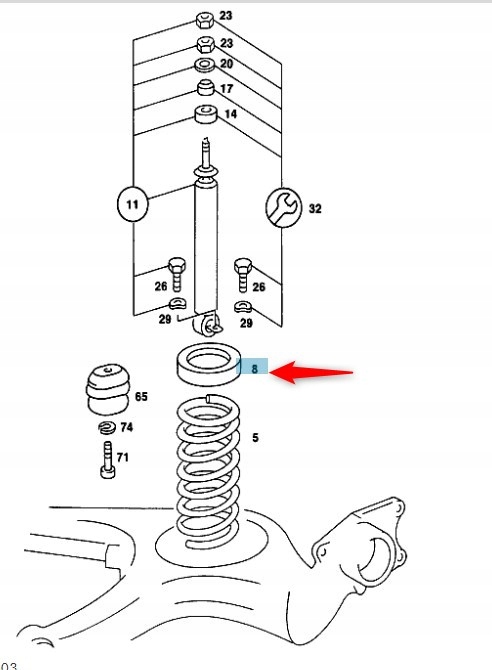 Podložka Pružiny Guma Mercedes 9,5 MM A1153252244