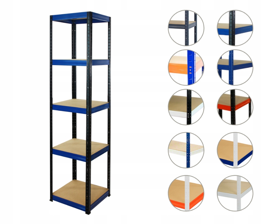 Kovový regál, skladový garážový regál Helios Hbn 180x035x35 5 polic
