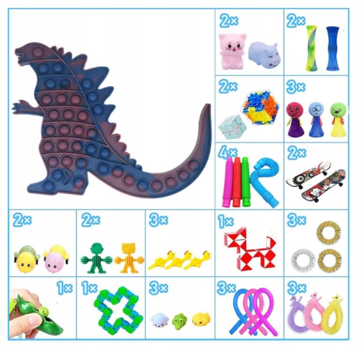 Zestaw Zabawek Antystresowych Fidget Toys Pop it S EAN 5903899026739