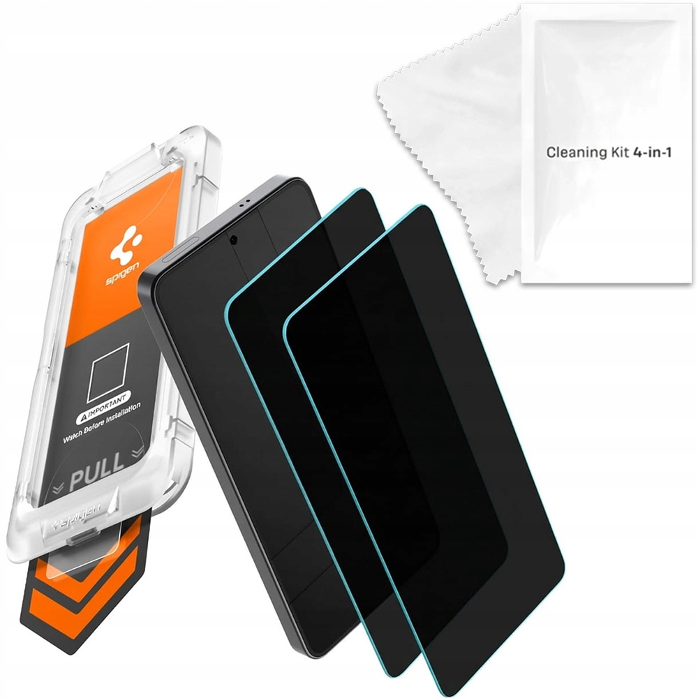 Szkło prywatyzujące Spigen z aplikatorem do Galaxy S26 2 szt ścierka