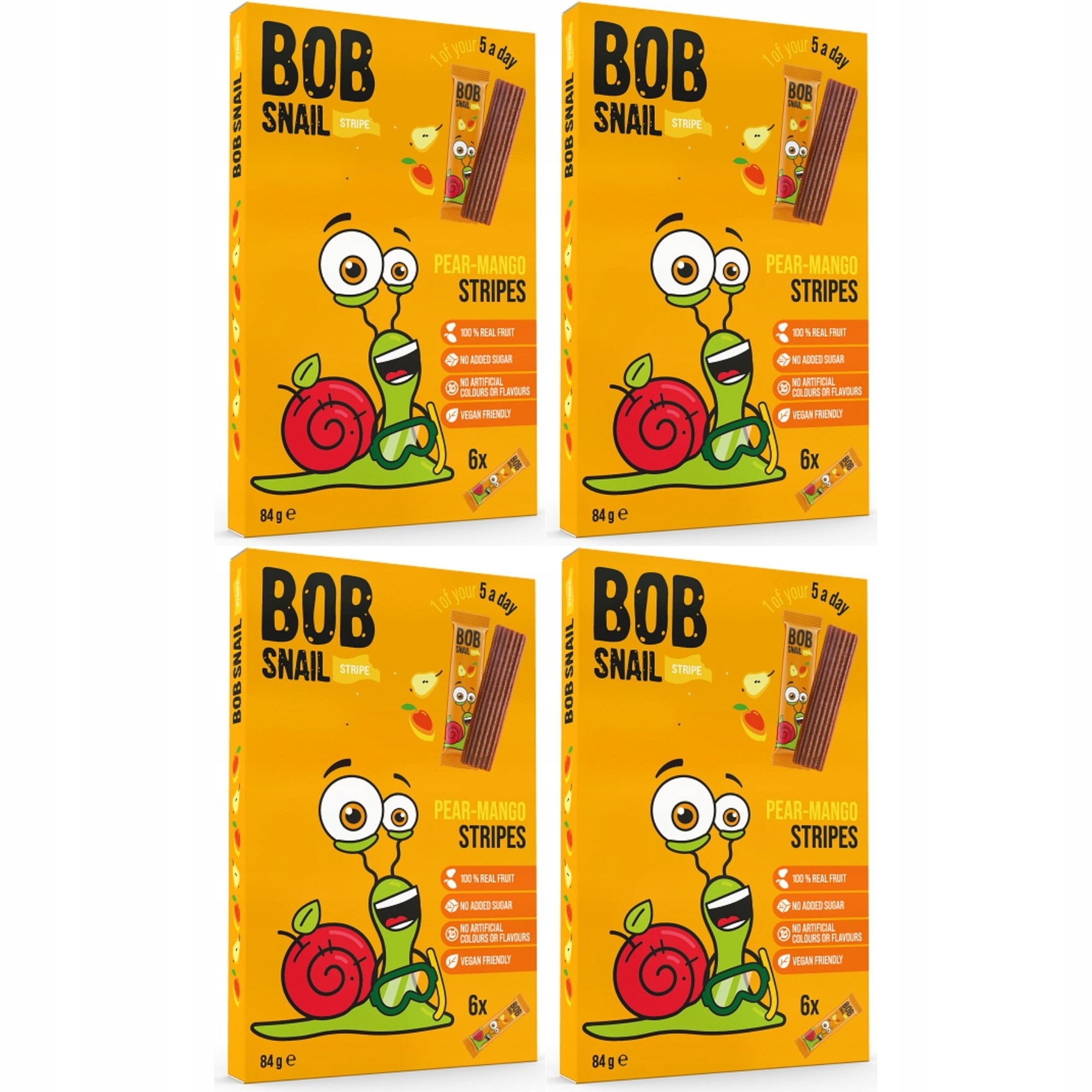 Zestaw Bob Snail Paski owocowe Gruszka Mango 84 g 4 szt.