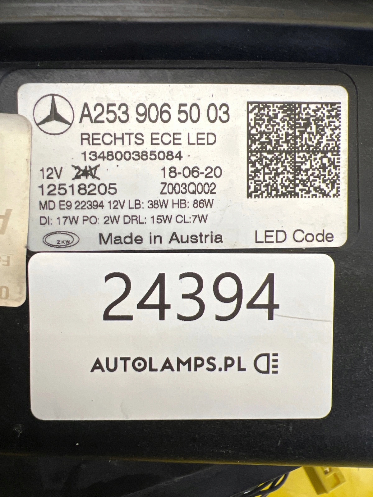 light right Mercedes GLC W253 LIFT Full Led A2539065003