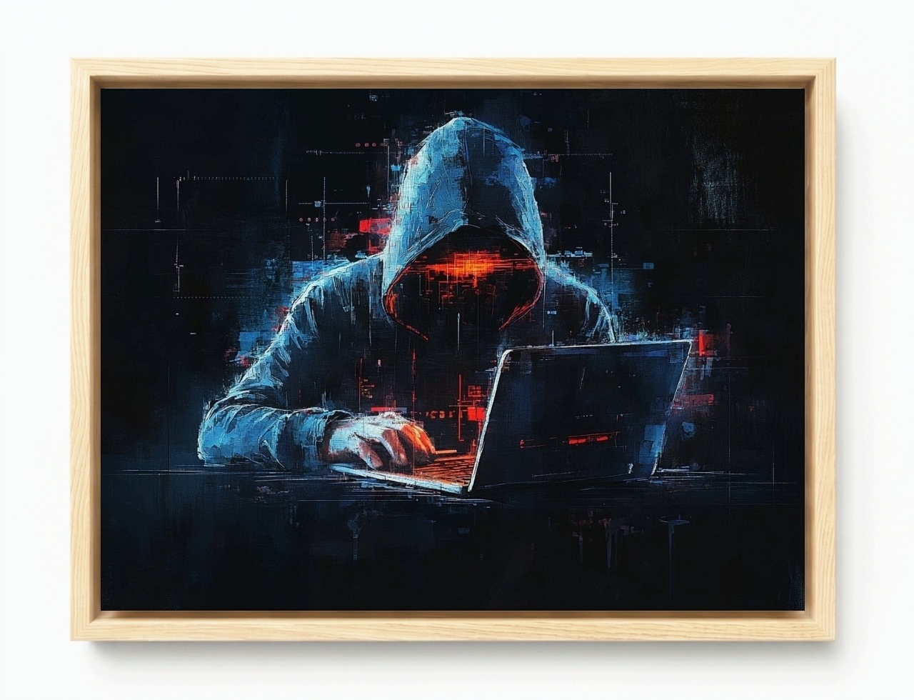 Obraz Rama American Box Portret Cyber Haker Laptop It Koder Program 80x60