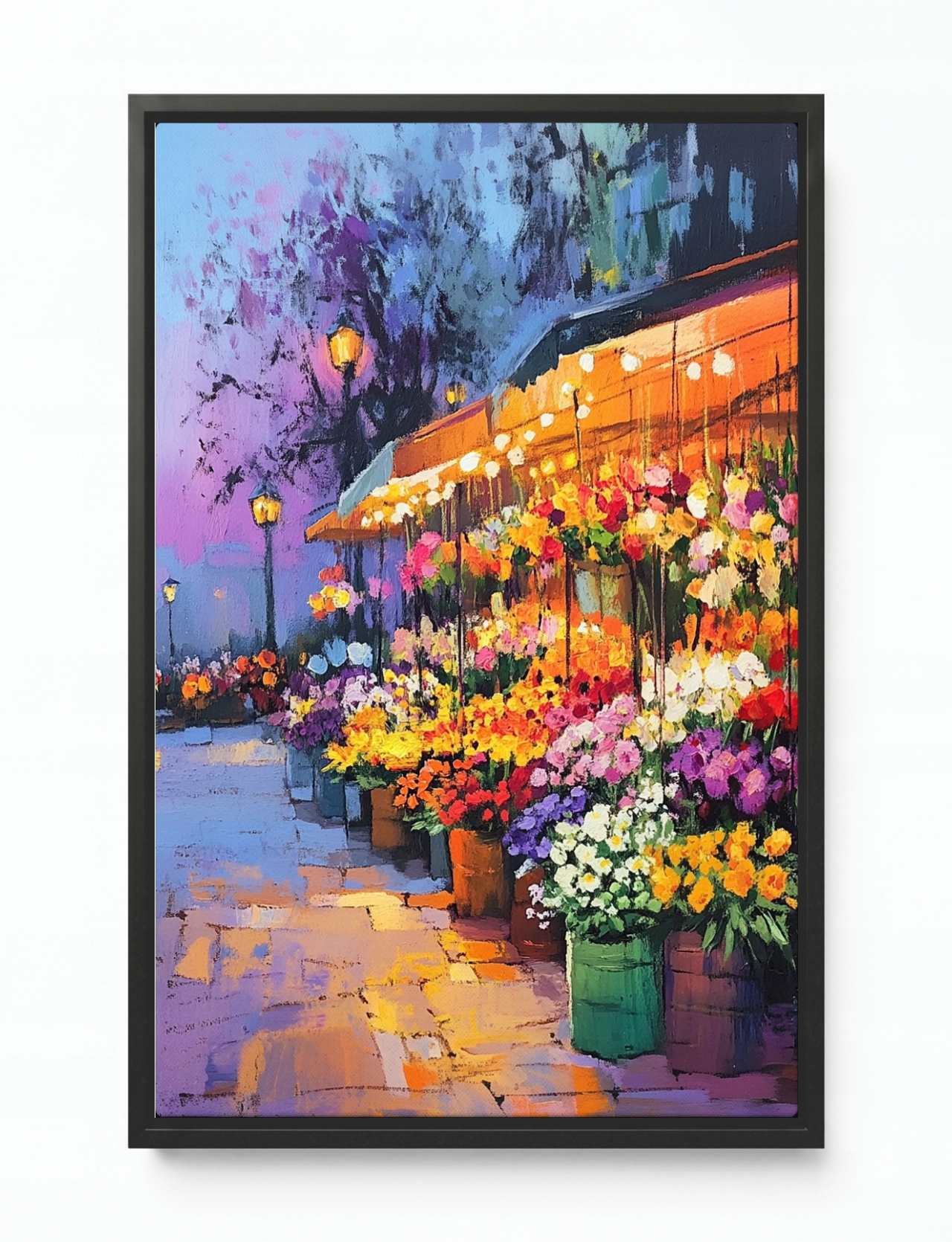 Obraz Rám Americký Box Město Ulice Večer Obchod Stragan Květiny 40x60