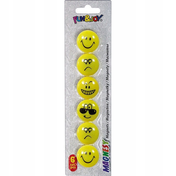 

Magnesy do tablicy 26mm 6szt Uśmiechy żółte