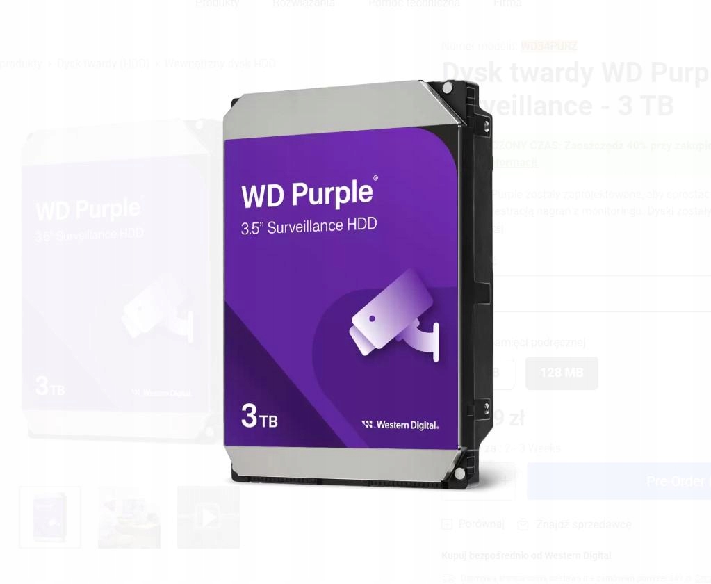 Disk Wd Purple 3TB WD34PURZ