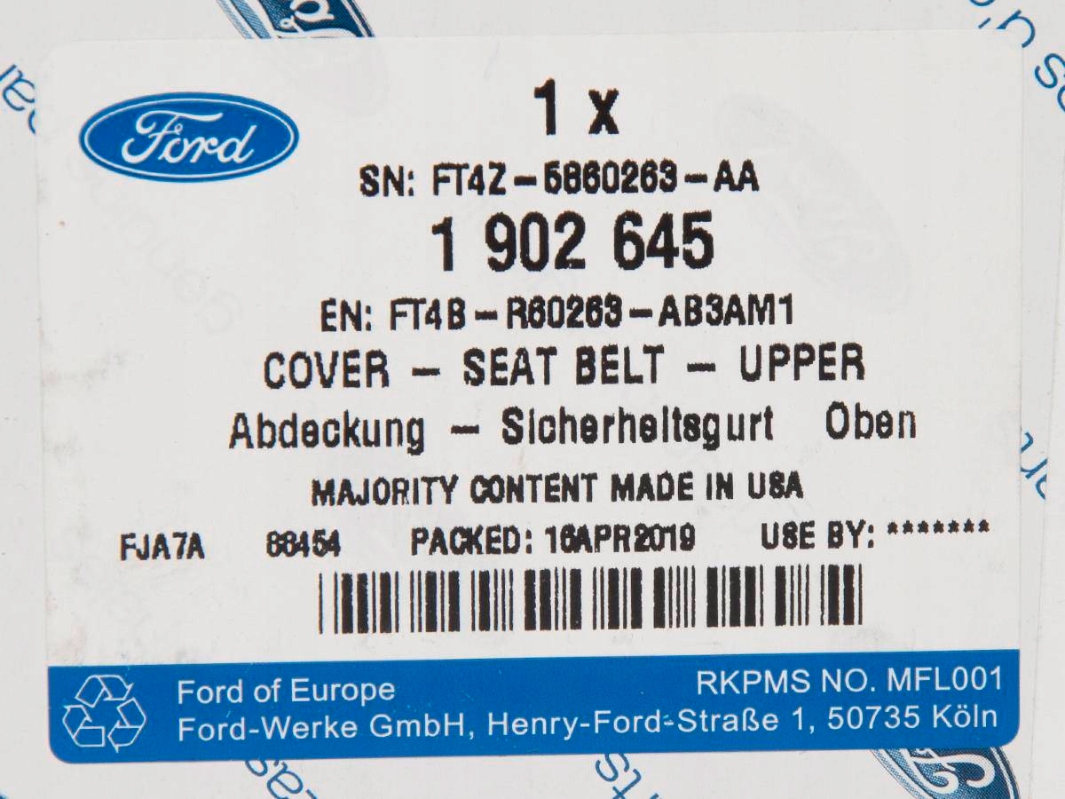 ZAŚLEPKA LEWA PASA BEZPIECZEŃSTWA TYŁ EDGE 15- 18- Producent części Ford OE