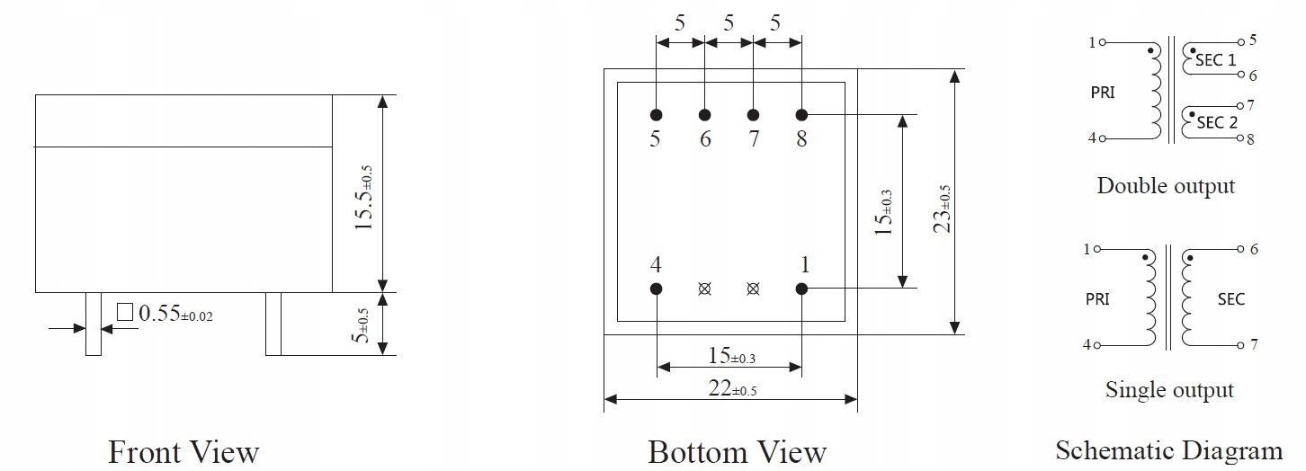 PE2006-M-0.35VA-230V/15V Transformator PCB EAN (GTIN) 7730356046263