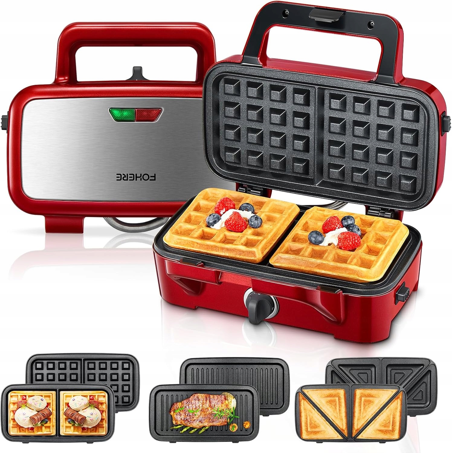 SANDWICHMAKER 3W1 GOFROWNICA GRILL KONTAKTOWY 1200W ANTYPOŚLIZGOWY — miniatura 10