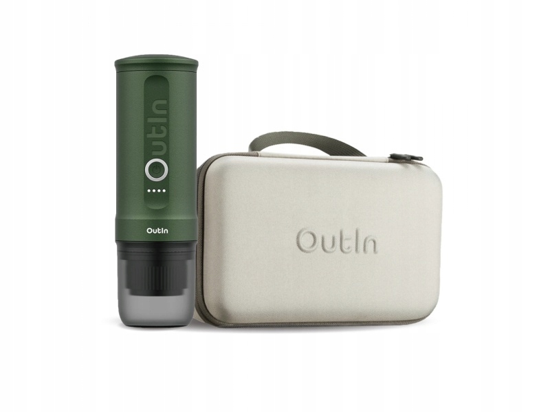 Outin Nano Prenosný kávovar na espresso Forest Green cestovný obal