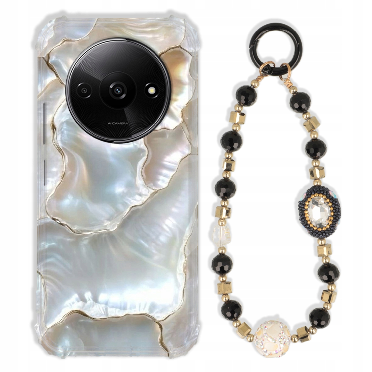 Puzdro Pre Xiaomi Redmi A3 4G Antishock Zirkóny Čierno Zlaté|odolné|pevné