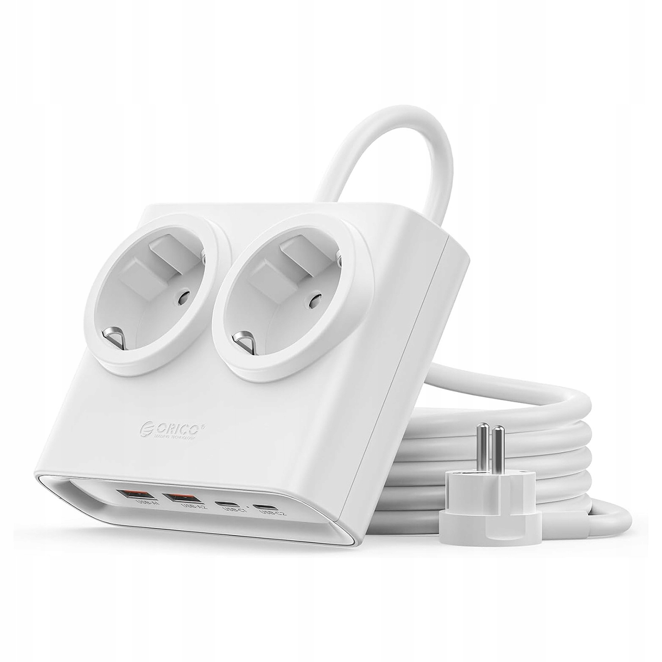 Listwa zasilająca Orico PDC25 25W 6w1 2x Ac 2x Usb- A 2x Usb- C biała