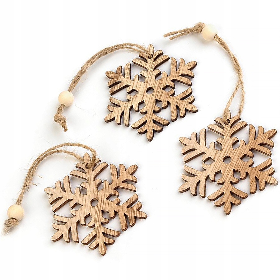 

3x Zawieszka Drewniana dekoracja 65 mm Śnieżynka