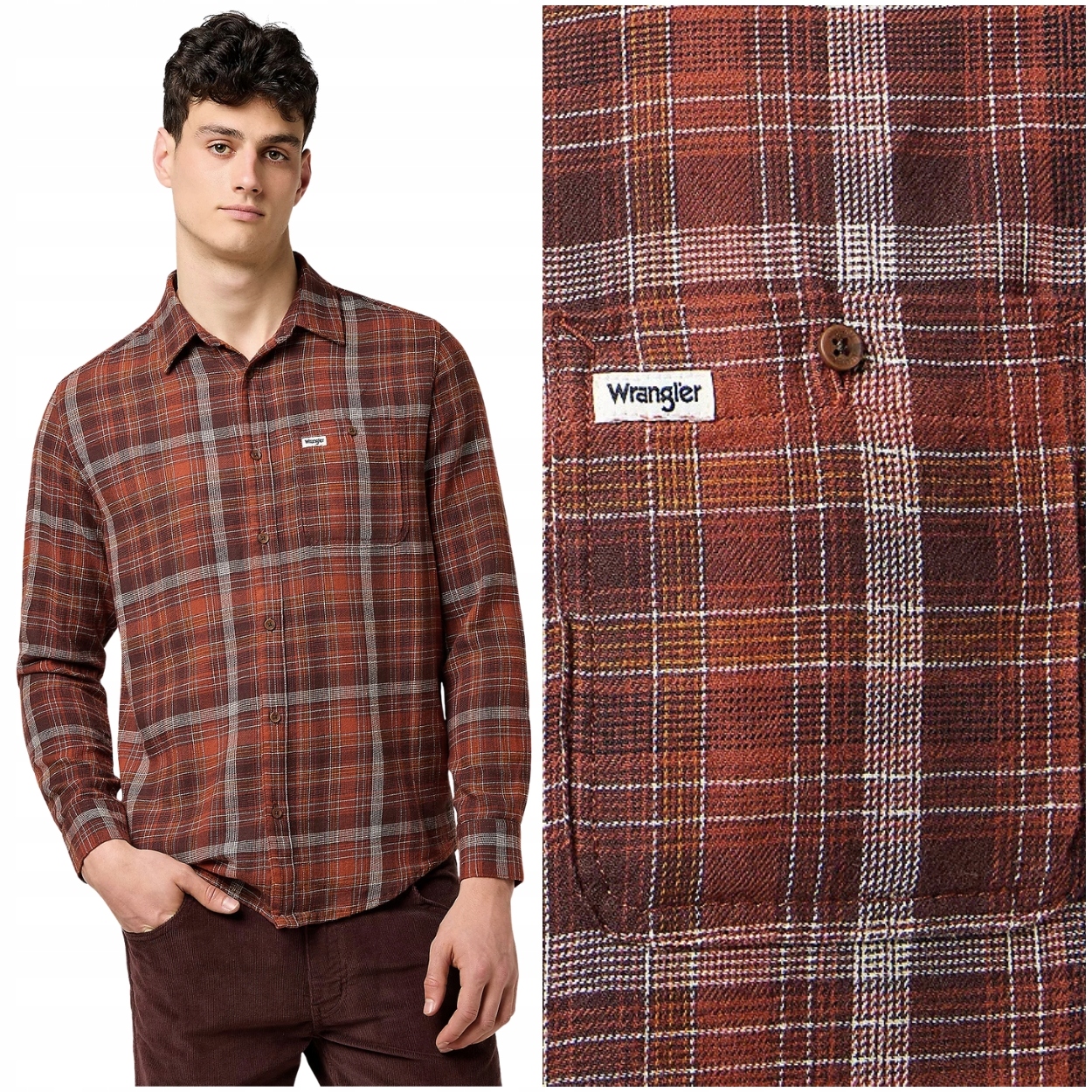 Wrangler 1 Pkt Flannel Shirt bavlněná flanelová pánská kostkovaná košile 3XL