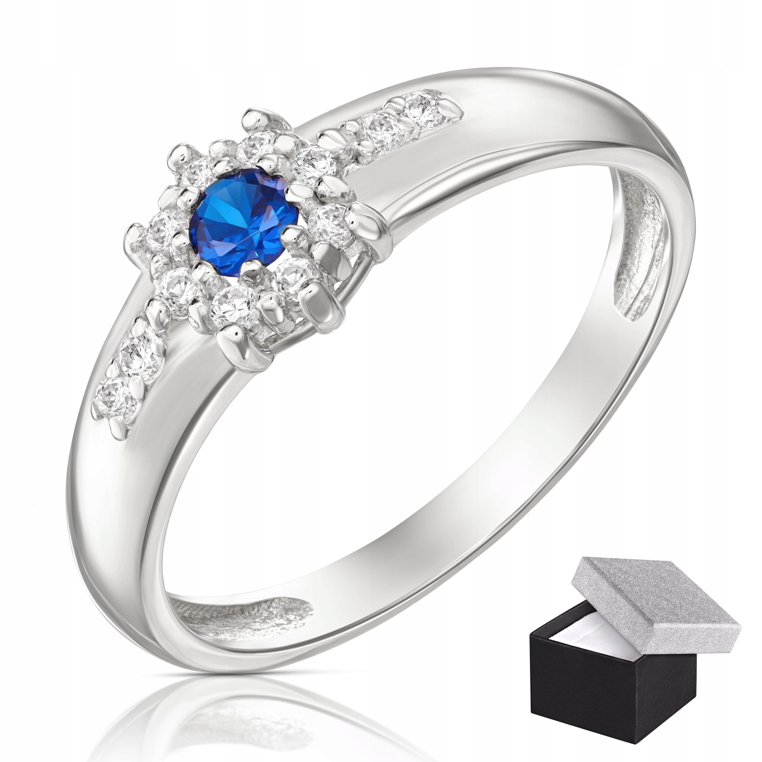 Stříbrný Prstýnek S Safírovým Očkem 925 Zirkon Zásnubní VEL.13