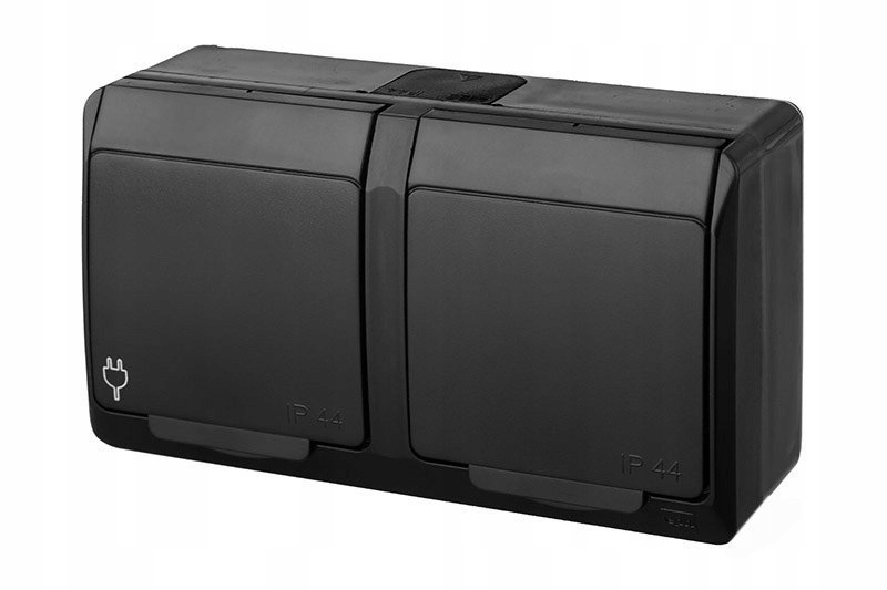 

Hermes Gniazdo podwójne z/u czarne IP44 0322-09