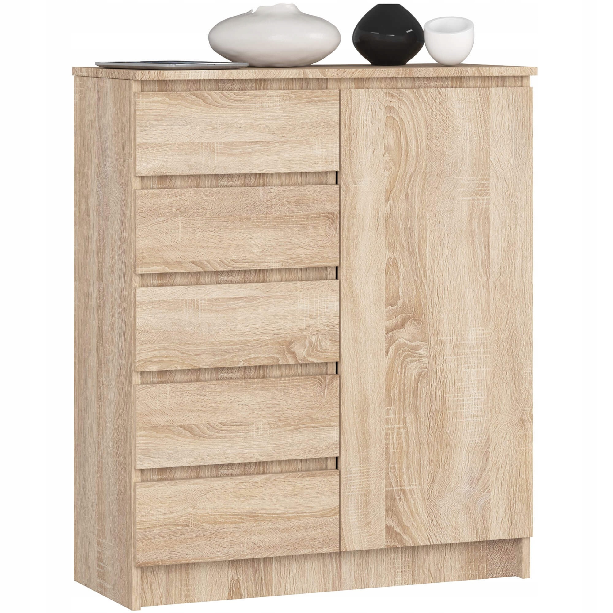 Komoda Jerry 80 cm 1 dvere 5 zásuviek dub sonoma