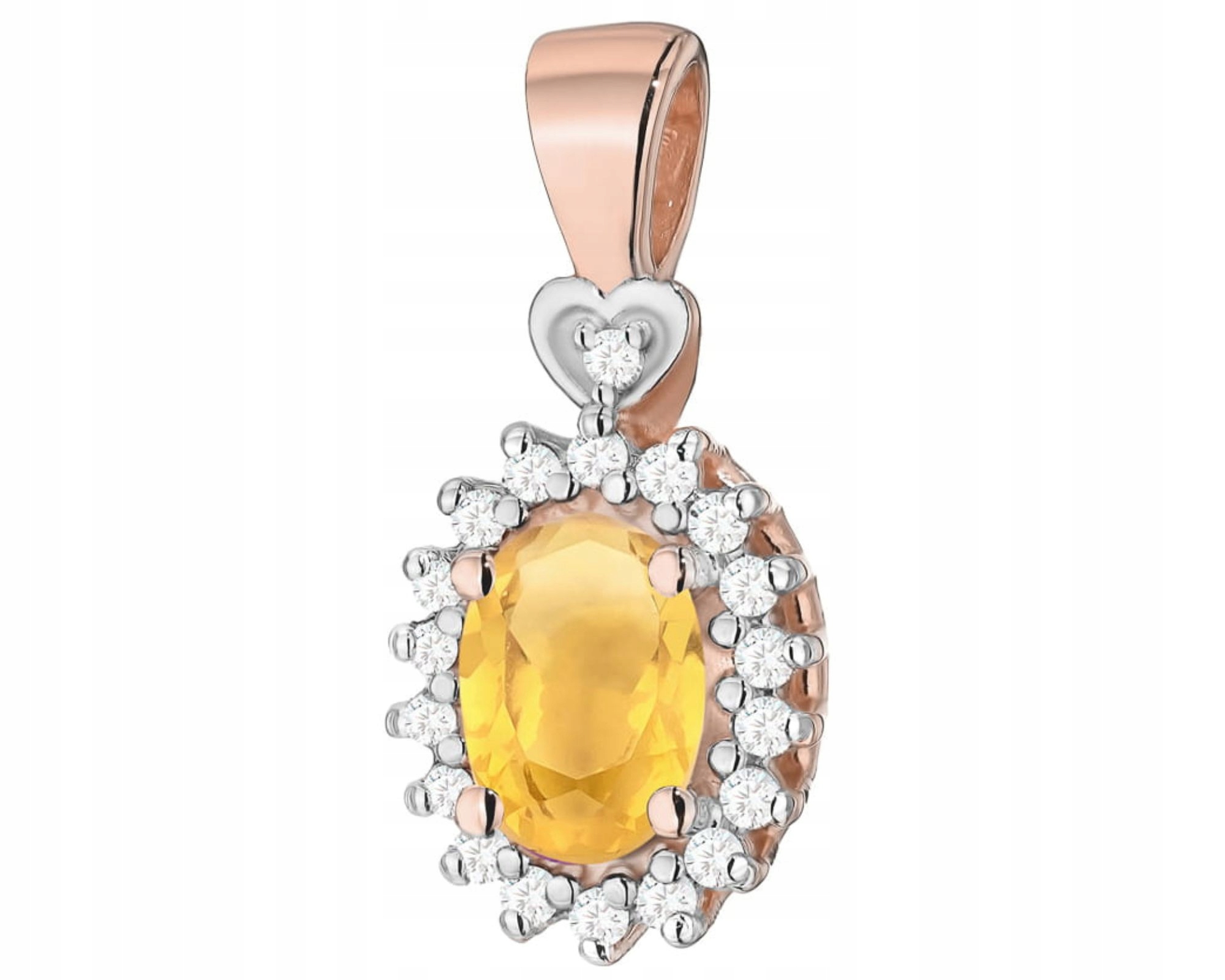 Růžové Zlato Přívěsek Briliant Diamant Citron 585 Dárek Gravírování