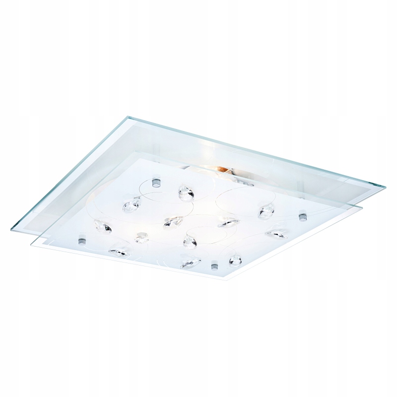 Stropné Svietidlo stropná lampa Jasmina 3xE27 chróm kryštály klasická štvorcová