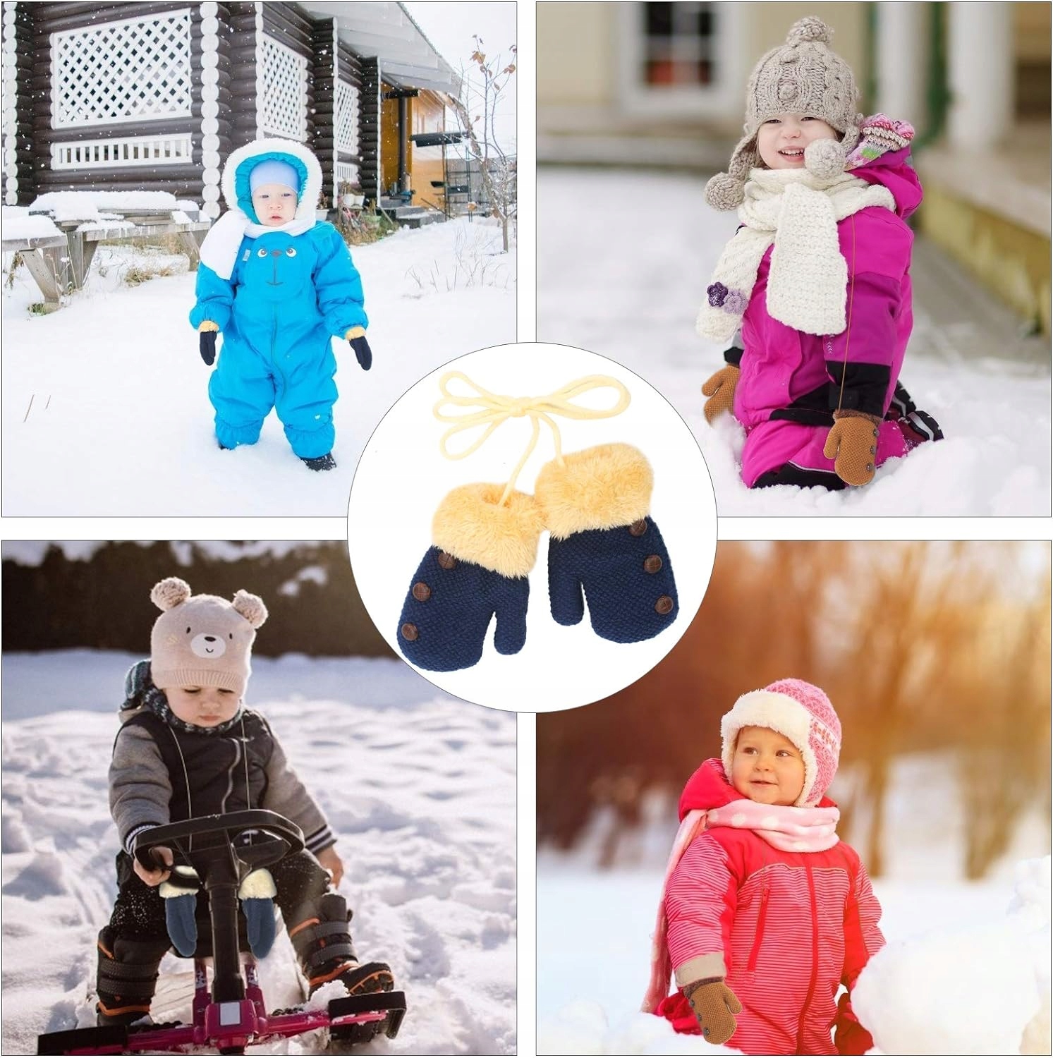 RĘKAWICZKI JEDNOPALCZASTE ZIMOWE CIEPŁE DZIECIĘCE 1-3 LATA 2 PARY EAN (GTIN) 0692041116125