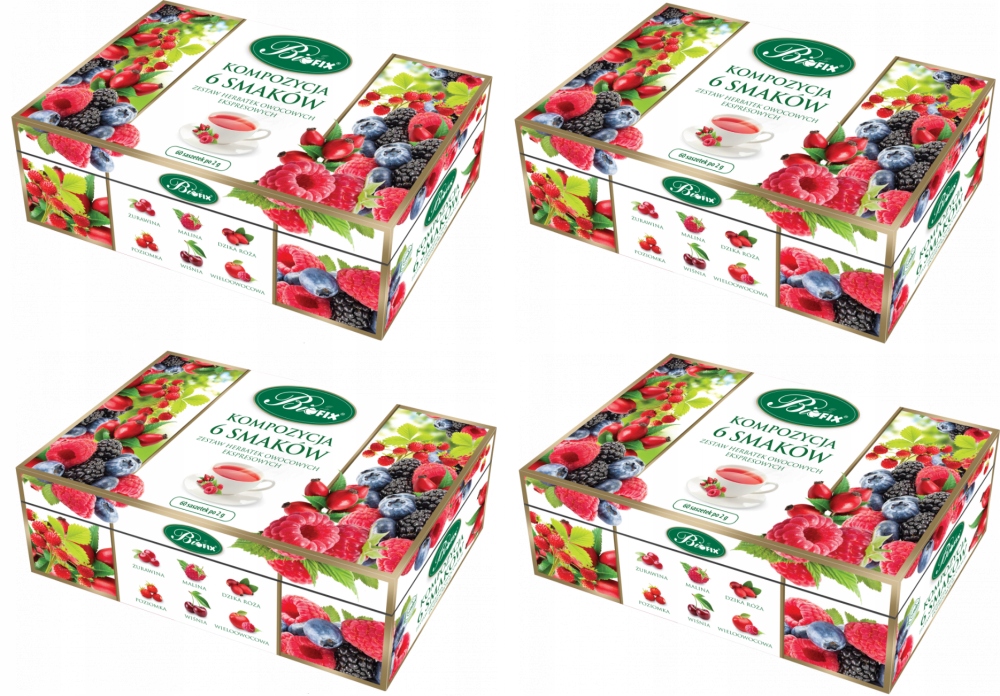 Herbata Biofix Bifix Owocowa Kompozycja MIX 6 Smaków 60 Szt x 4