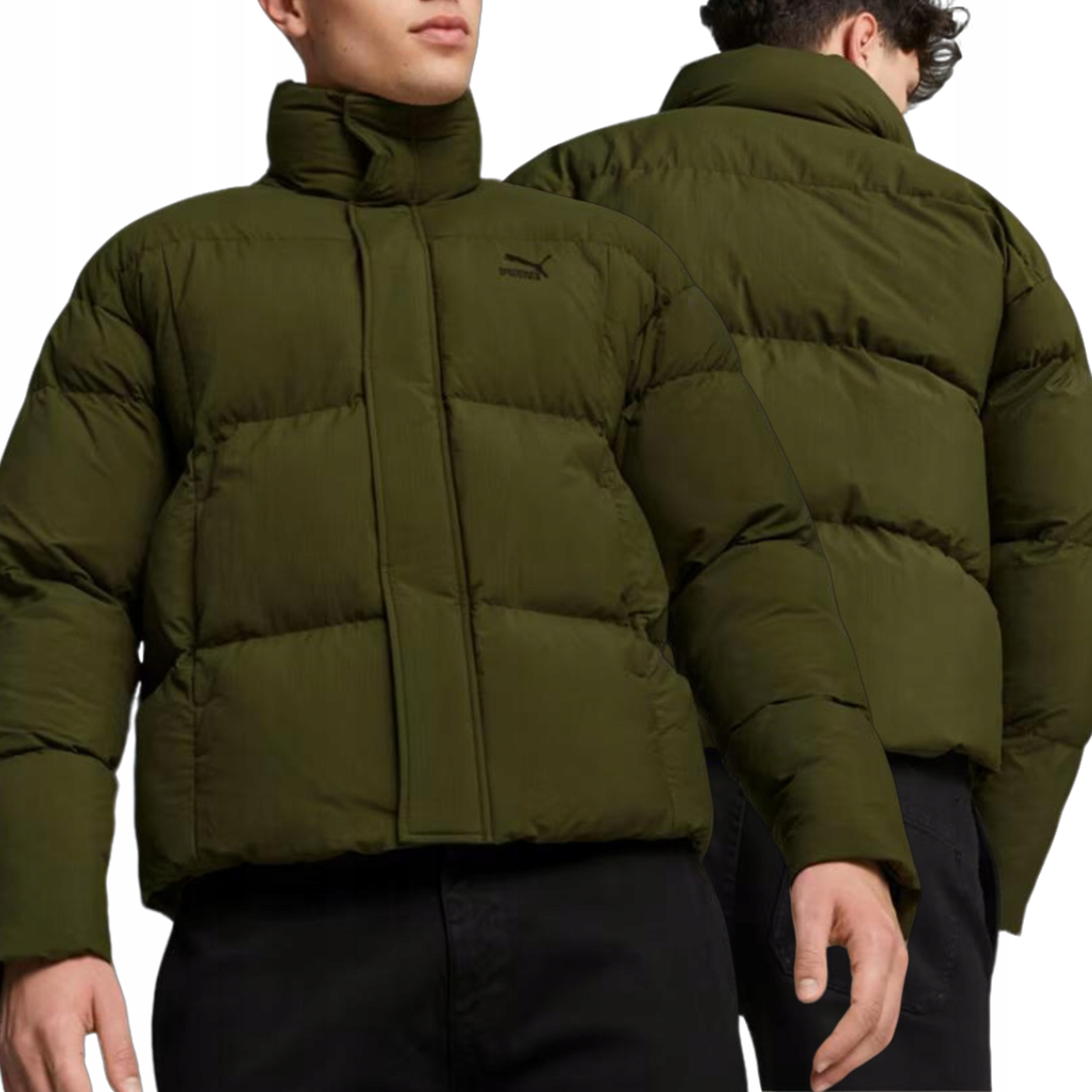 Puma pánská khaki péřová bunda bez kapuce Oversized Puff 621673 31 S