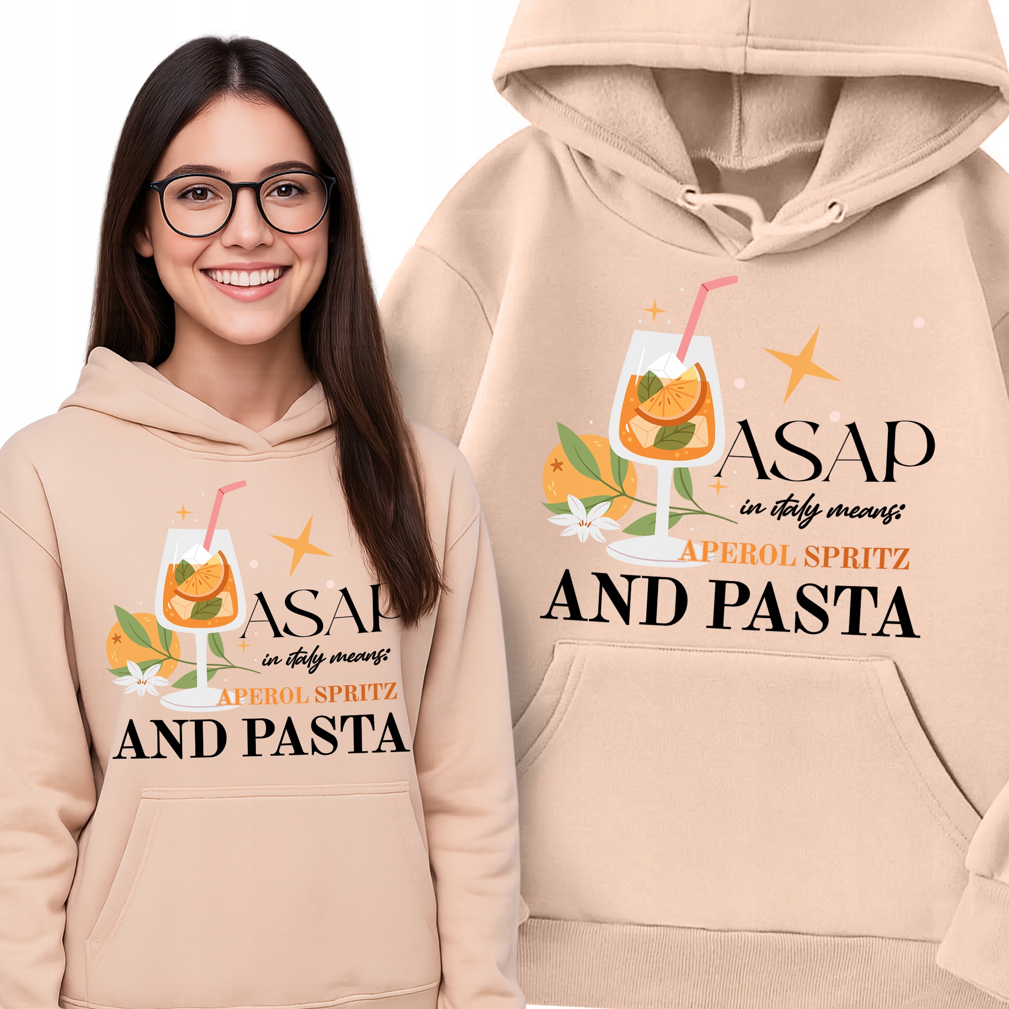 Mikina Peach S Kapucí Dárek Asap Aperol Spritz And Pasta Vel S