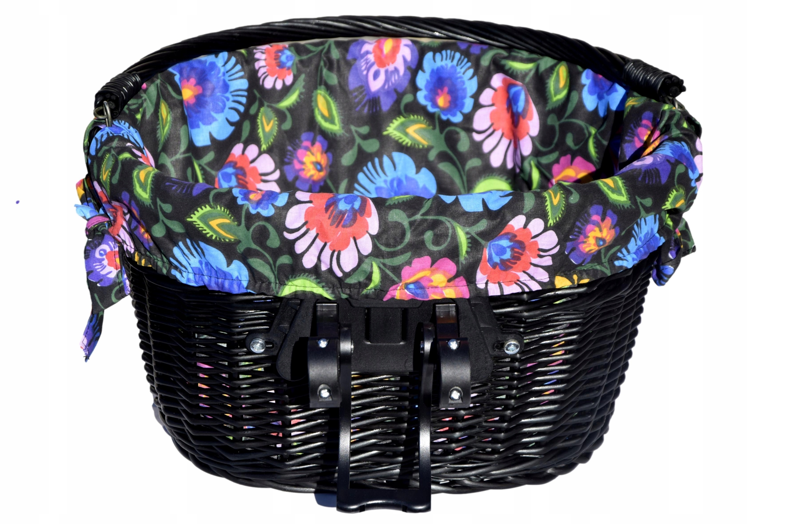 Kosz wiklinowy na Click na rower Koszyk rowerowy Czarny Pl