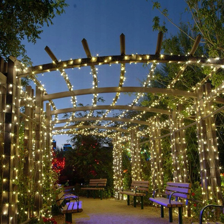 100LED CIEPŁA BIEL LAMPKI CHOINKOWE WEWNĘTRZNE/ZEW Długość sznura 9 m