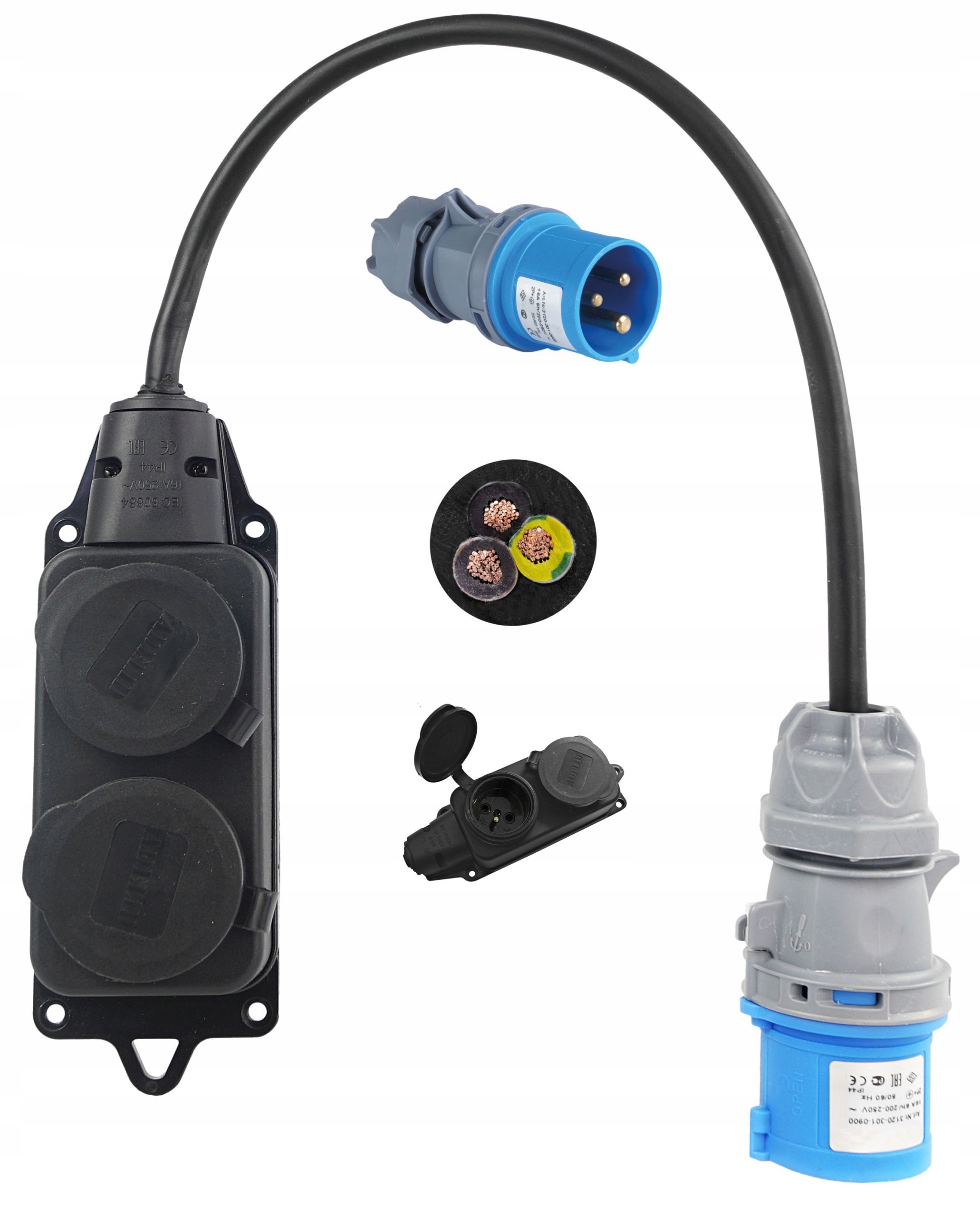 ADAPTER REDUKCJA CAMPING PRZEJŚCIÓWKA 16A 2X 230V