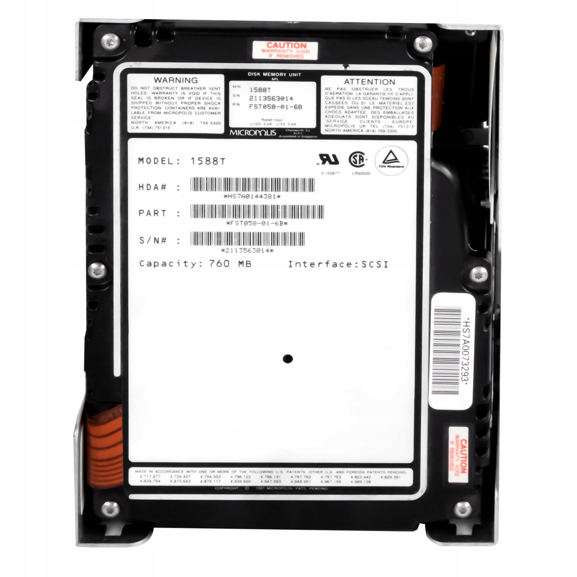 Micropolis FST058-01-6B 760MB 3.6K Scsi 1588T – Pevný disk